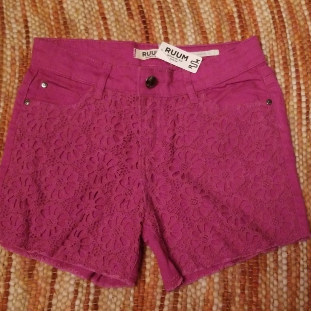 Girls 12 nwt ruum crochet lace jeans shorts